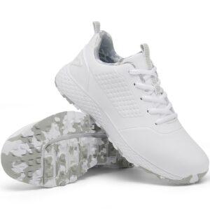 ultiant women golf shoes spikeless waterproof golf sport sneakers(white_grey,37)