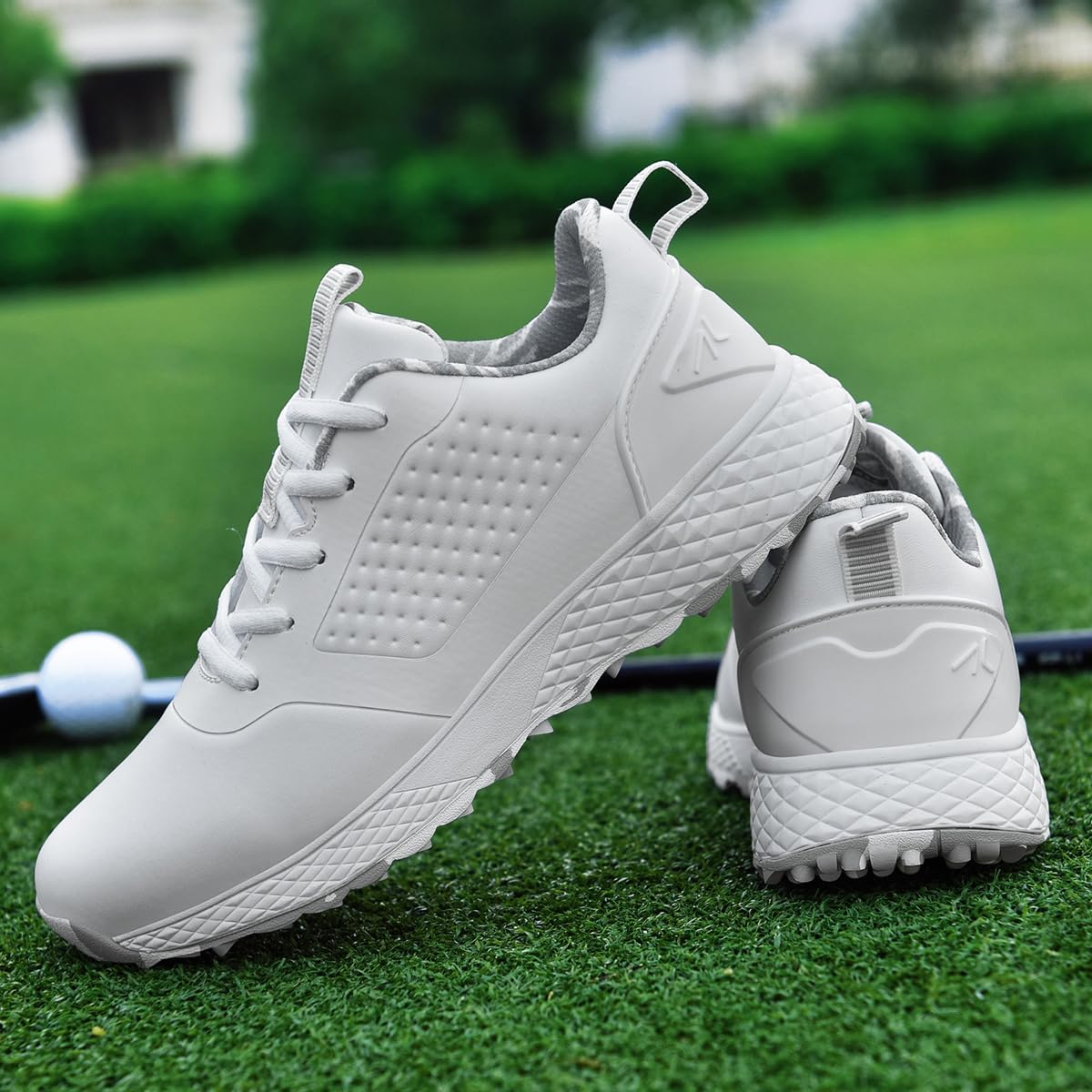 ULTIANT Women Golf Shoes Spikeless Waterproof Golf Sport Sneakers(White_Grey,37)