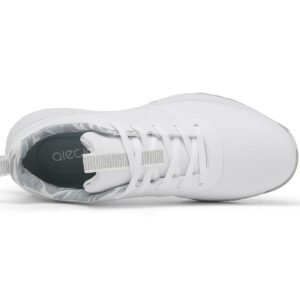 ULTIANT Women Golf Shoes Spikeless Waterproof Golf Sport Sneakers(White_Grey,37)