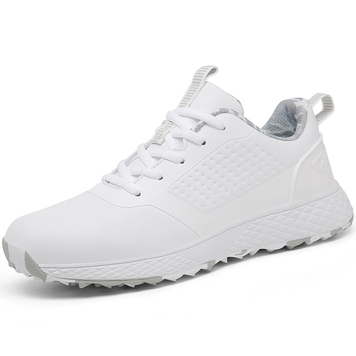 ULTIANT Women Golf Shoes Spikeless Waterproof Golf Sport Sneakers(White_Grey,37)