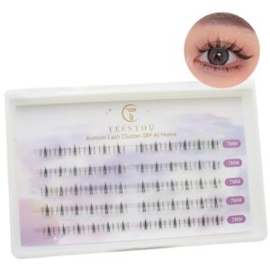 bottom lash clusters diy lash extension teestou 60pcs lower individual lashes wispy natural look 7mm clear band wide stem under eyelash clusters for daily makeup (bottom lash extesnion-x02-7mm)
