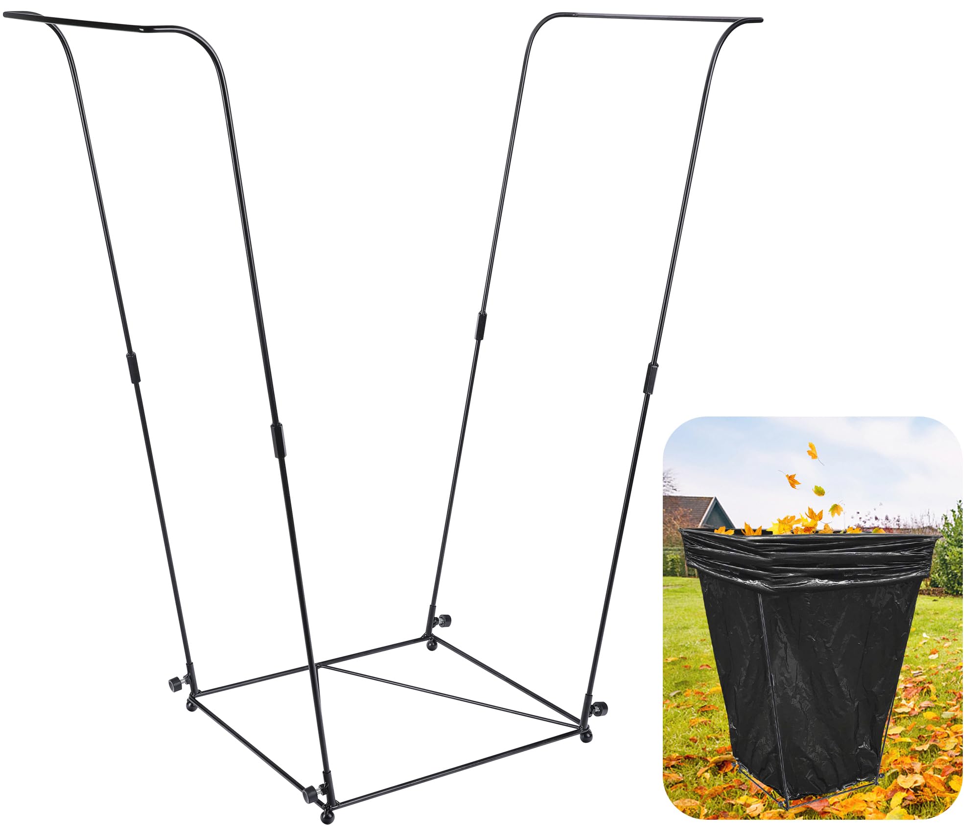 LFUTARI 1pc Metal Trash Bag Holder - Garbage Bag Holder Frame Holds 30-45 Gallon Plastic Bags-Multi-Use Outdoor Leaf Bag Stand for Yard Camping Garden Lawn Party Supplies