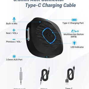 BLACKHORSE Bluetooth 5.3 Transmitter Receiver, Bluetooth AUX Adapter for Car, 2-in-1 Wireless Audio Adapter for TV/Home Stereo/Headphones/Speakers, with 3.5 mm AUX Input/Output