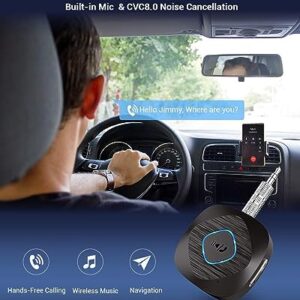 BLACKHORSE Bluetooth 5.3 Transmitter Receiver, Bluetooth AUX Adapter for Car, 2-in-1 Wireless Audio Adapter for TV/Home Stereo/Headphones/Speakers, with 3.5 mm AUX Input/Output