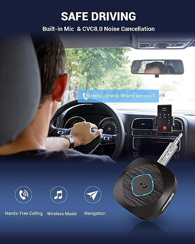 BLACKHORSE Bluetooth 5.3 Transmitter Receiver, Bluetooth AUX Adapter for Car, 2-in-1 Wireless Audio Adapter for TV/Home Stereo/Headphones/Speakers, with 3.5 mm AUX Input/Output