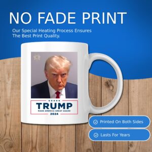 Bliss Monkey Co. Trump Make America Great Again Coffee Mug - Trump Mugshot - 11 Ounce Coffee Mug - Premium White Coffee Mug