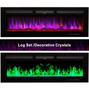 Breezestival Electric Fireplace 50 inch Wall Mounted and Recessed with Remote Control and Touch Panel Control, Timer,12-Level Adjustable Flame Colors and Speed