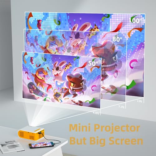 Mini Projector with WiFi, Portable Projector for Cartoon, Kids Gift Suit for Dark Enviroment to Use