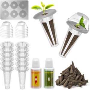 68pcs hydroponic pods kit for aerogarden, grow anything kit, indoor garden accessories - compatible with all brands (30 grow sponges, 12 grow baskets, 12 grow domes, 12 pod labels, 1 a&b plant food)