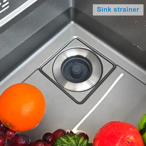 3-in-1 Stainless Steel Sink Aid, Upgrade Kitchen Sink Drain Strainer, 304 Stainless Steel Kitchen Sink Drain Strainer and Stopper, Kitchen Sink Drain Strainer, 3-1/2''