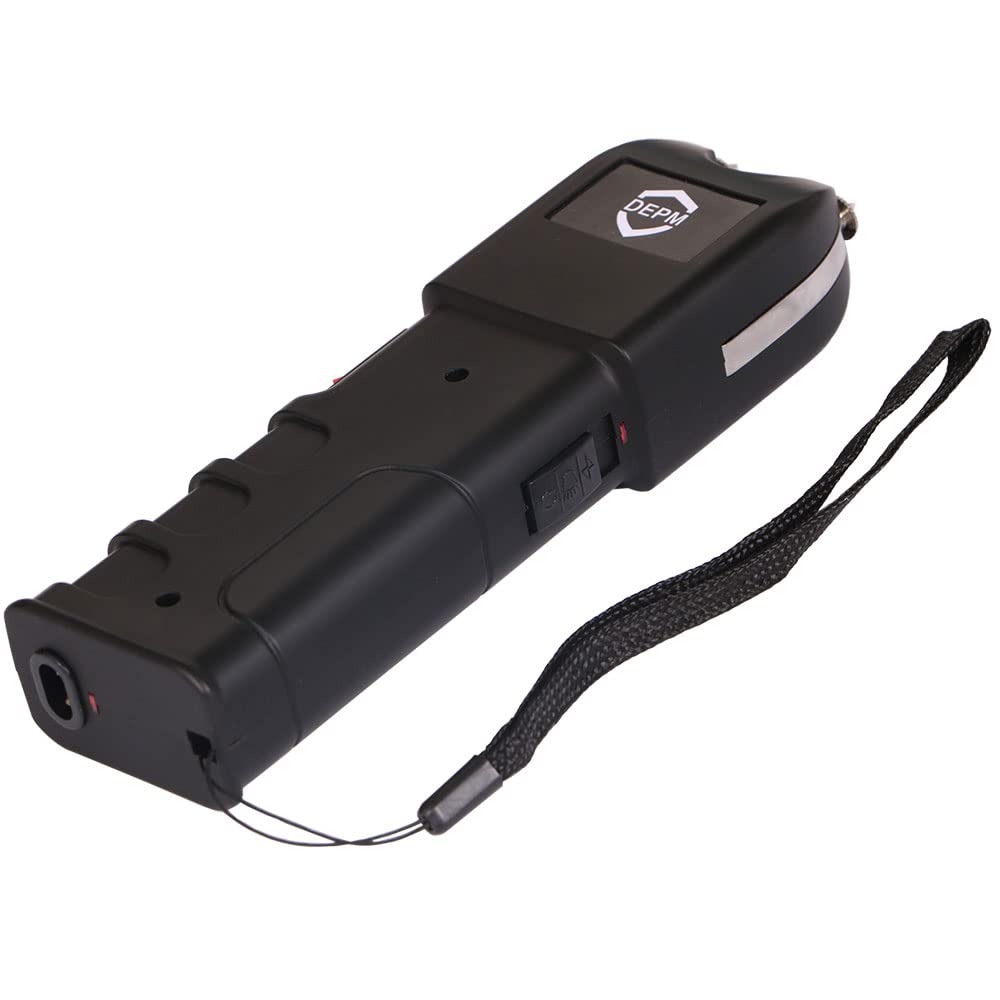 DEPM Stun Gun with Flashlight and Anti-Grab Bar Technology, Heavy Duty Stun Gun, Black Stun Gun