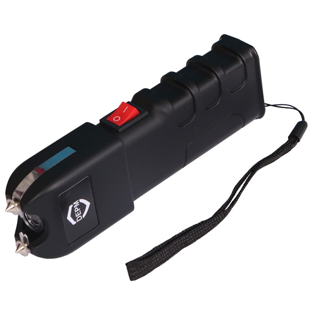 DEPM Stun Gun with Flashlight and Anti-Grab Bar Technology, Heavy Duty Stun Gun, Black Stun Gun