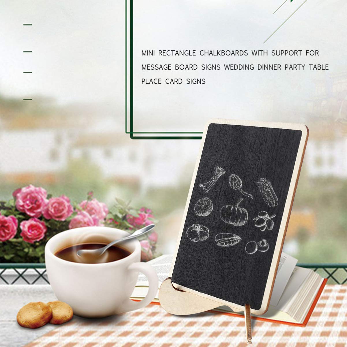 Ciieeo 28 pcs Tabletop Chalkboard Small Chalkboard Wedding Name Cards Wedding Table Place Message Board Table Tented Cards Party Dinner Supplies Wedding Sign Business Card Bamboo Mini