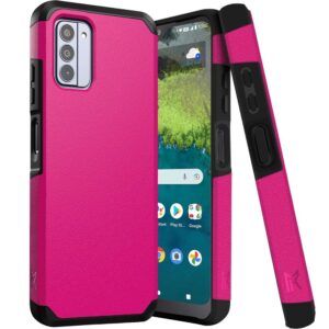 pt tempered glass + shockproof hybrid cover phone case for nokia g310 5g + gift stand (dark pink)