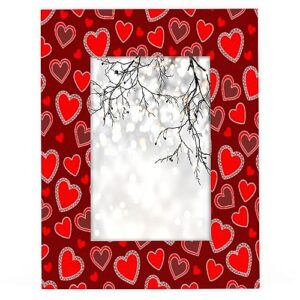 POFATO Red Love Heart 5x7 Picture Frame Wood Photo Frame for Tabletop Display Wall Mount Picture Frame Display 5 x 7 Inch Photo Wall Decor Home Gift Frames