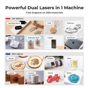xTool F1 Laser Engraver Air Purifier Set, Fiber Laser Engraving Machine, and Desktop Smoke Air Purifier with 3-layer Filtration, Personalized Gift, Jewelry, Dog Tag, Metal Business Card, Leather Patch