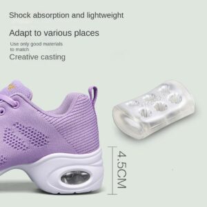 Women's Breathable Air Cushion Jazz Dance Shoes Lace Up Mesh Sneakers - Split Sole Athletic Walking Dance Thick Sole (Black,8.5)