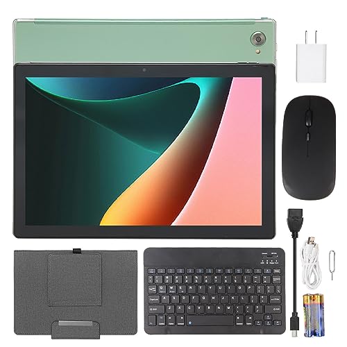 10.1 Inch Tablet, Green 5G WiFi 2 in 1 Tablet Computer 100-240V 4G Calling for Daily (US Plug)