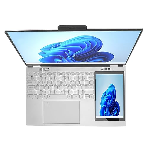 Bewinner HD Laptop, 2.4G 5G Dual Band WiFi 1280x800 7 Inch IPS Dual Screen Touch Screen Laptop Fingerprint Unlock 100-240V for Windows 11 for Classes (16GB+512GB US Plug)