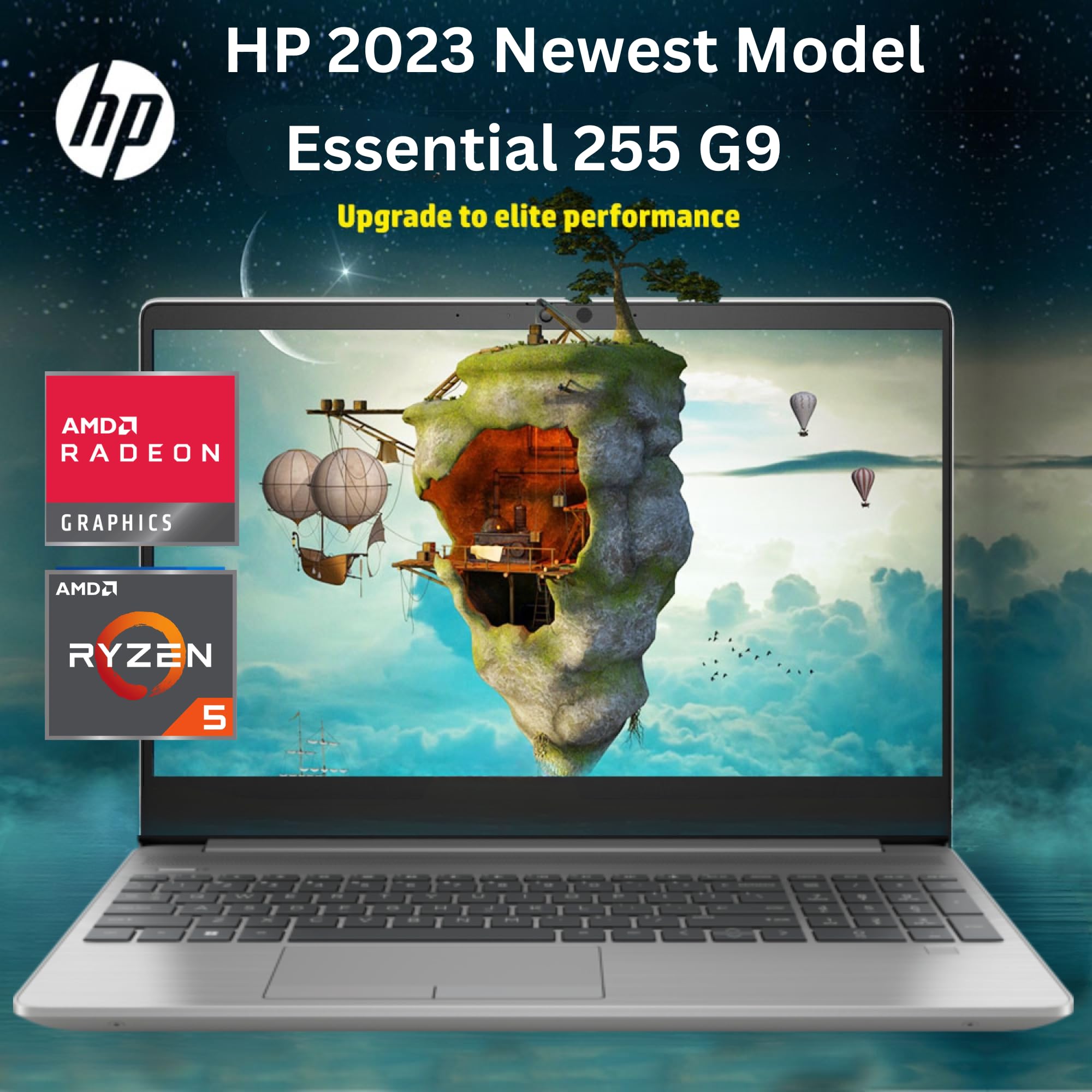 Hp Essential 255 G9 Laptop, 15.6" Anti-Glare FHD Display, AMD Ryzen 5 5625U (Beat i7-1165G7), 6 cores Upto 4.3GHz, 20GB RAM, 1TB SSD, Numeric Keypad, Type-C, 1-Year Microsoft Office, Windows 11