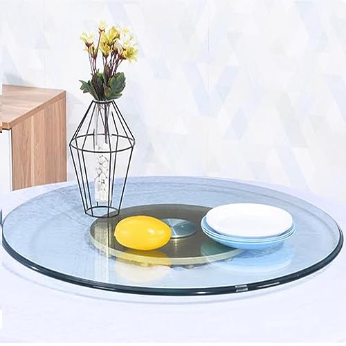 DOUKI 30In Glass Lazy Susan Turntable For Dining Table, Rotatable Service Tray Rotating Serving Plate, Transparent Round Turntable Sharing Food (Color : Gold, Size : 24inch(60cm))