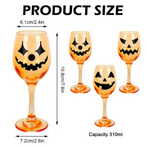 Whaline 3 Pack Halloween Wine Glasses 10oz Orange Pumpkin Red Wine Glasses Jack-O-Lantern Long Stem Drinking Glasses Halloween Party Cups for Restaurants Bars Home Halloween Party Supplies