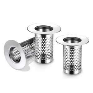 bathroom sink strainer, bathtub lavatory sink drain strainer hair catcher for laundry utility rv sink, stainless steel drain cover. fit hole size from 1.25"-1.60", depth than 1.97",3 pack (1.1")
