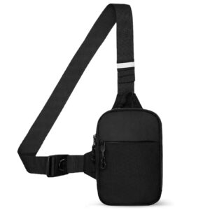 mini sling bag men women small crossbody bag fanny packs casual phone chest bag personal pocket bag backpack for travel hiking (mini-black)