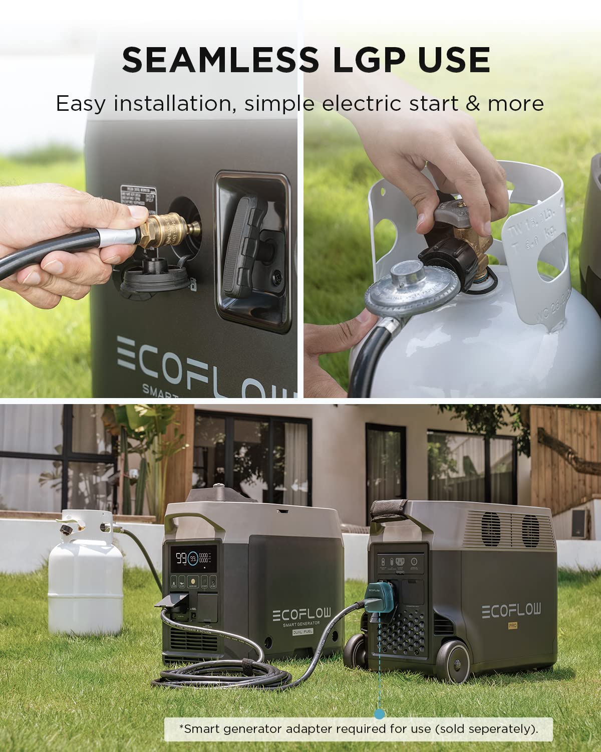 EF ECOFLOW 1800W Dual Fuel Smart Generator with Both LPG and Gas Powered Support, Smart Control, for Home Battery Backup, Emergency, Applicable for DELTA Pro/DELTA Max/DELTA 2/DELTA 2 Max