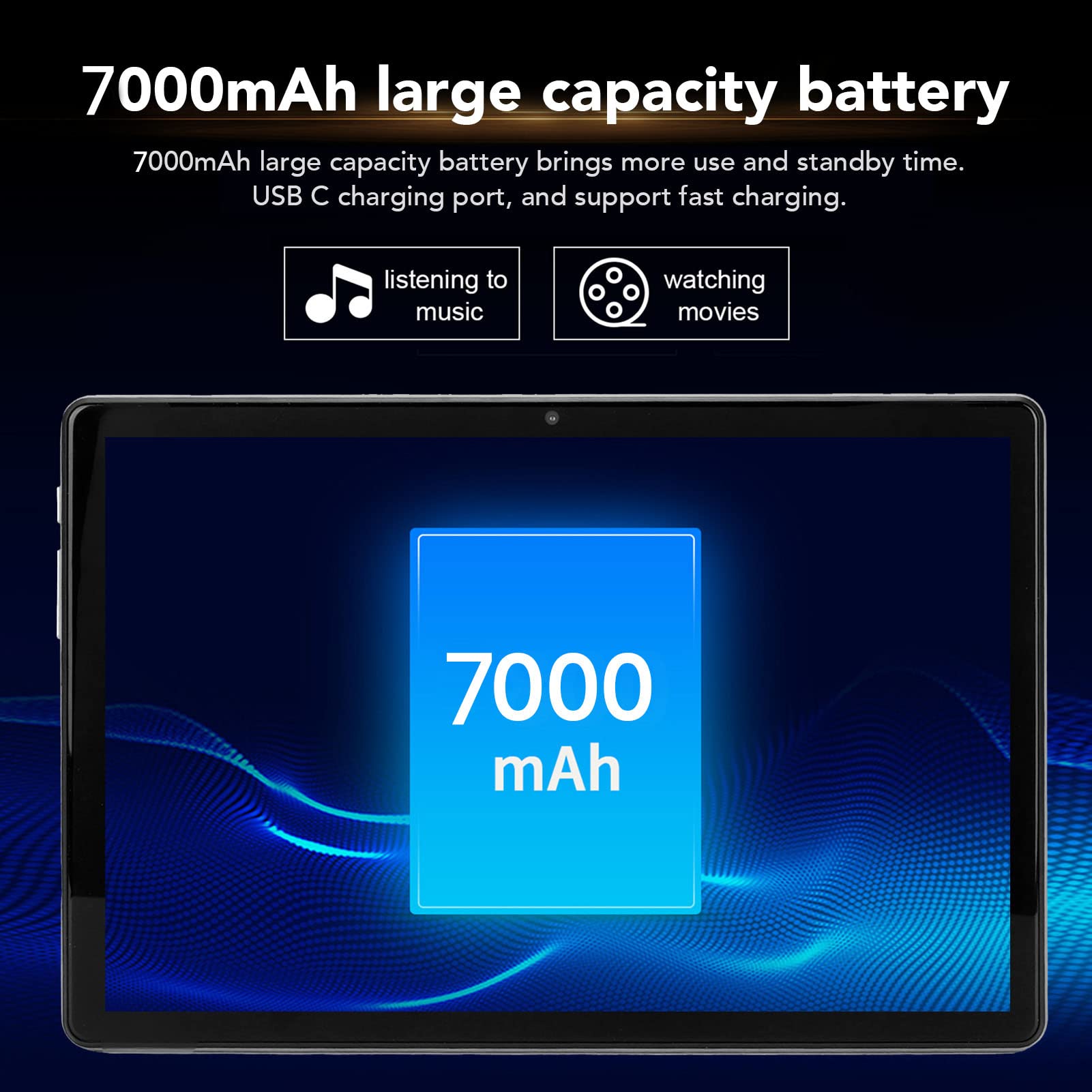 ICRPSTU 2 in 1 Tablet, 10.1 Inch Tablet 8GB 256GB 8MP 16MP 100‑240V 4G Network USB C Charge with Keyboard to Work for Android 12 (US Plug)