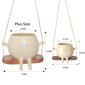 UMESONG Plus Size Swing Face Planter Pot Hanging Head Planter for Indoor Outdoor Plant for String of Pearls Plant Live Resin Flower Pots Gift Ideas for Mother and Teacher Appreciation Christmas