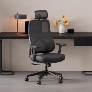rongbuk ergonomic executive computer desk chair with 3d armrests, 2d headrest, swivel task chair with lumbar support, sturdy base with wheels, mesh office chair, white