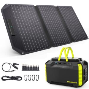 marbero portable power station with solar panel kit solar generator included 110v laptop charger for outdoor home camping emergency rv