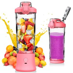 portable blender, cordless personal blender for shakes and smoothies usb rechargeable, 20 oz mini fruit juice blender mixer with 6 blades for kitchen/home/travel