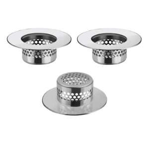 cnsznat bathroom sink strainer (3 pack), bathtub drain cover lavatory sink drain strainer hair catcher for laundry utility rv sink, stainless steel drain filter. fit hole size from 1.25" to 1.60"