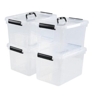 buyitt 4 pack 10 l latching storage bin with handle, clear latch box