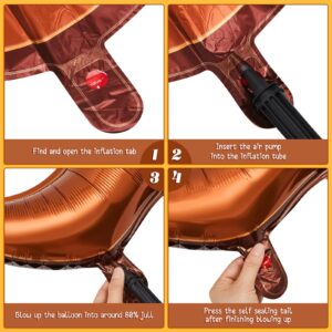 Wettarn 12 Pcs Western Cow Boot Balloons 30 Inch Cowgirl Cowboy Balloons Foil Balloon for Last Rodeo Bachelorette Party, Cowgirl Cowboy Birthday Decorations Supplies(Brown)