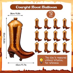 Wettarn 12 Pcs Western Cow Boot Balloons 30 Inch Cowgirl Cowboy Balloons Foil Balloon for Last Rodeo Bachelorette Party, Cowgirl Cowboy Birthday Decorations Supplies(Brown)