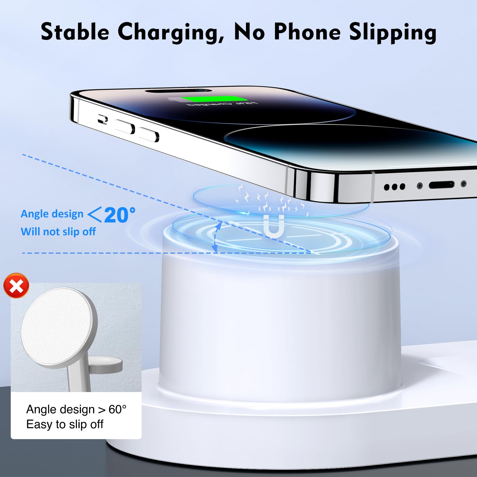 Sildark Magnetic Wireless Charger for iPhone: 3 in 1 Charging Station for Multiple Device Apple - 18W Fast Mag-Safe Charger Dock Stand for iPhone 15 14 13 12 Pro Max Apple Watch iwatch & Airpods