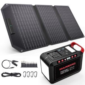 marbero portable power station with solar panel kit solar generator included 110v laptop charger for outdoor home camping emergency rv