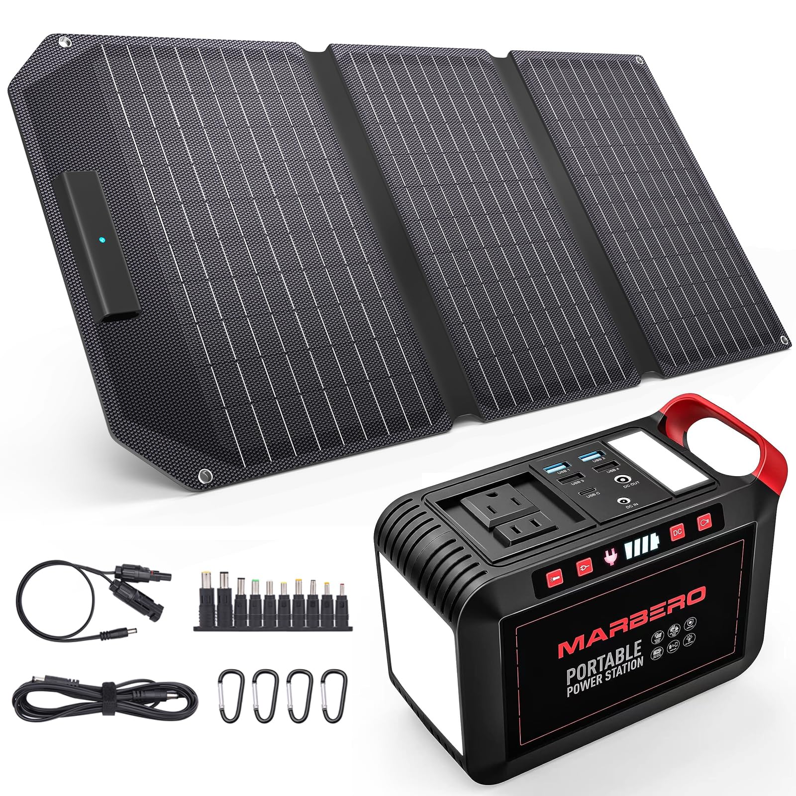 MARBERO Portable Power Station with Solar Panel Kit Solar Generator Included 110V Laptop Charger for Outdoor Home Camping Emergency RV