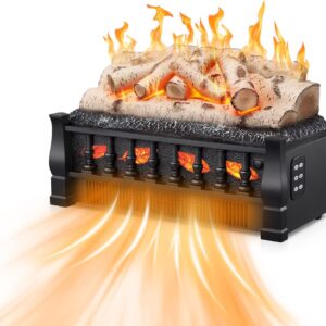 Xbeauty 20" Electric Fireplace Logs Heater,750W/1500WInsert Heater,5 Flame Brightness&Speed/Remote Control/Timer,with Flame Projection Board,for Home and Office Decor