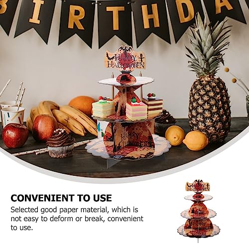 Luxshiny Halloween Decor Desktop Stand Fruitcake Desktop Decor Cake Serving Stand Party Cupcake Holder Halloween Party Decor Versatile Storage Bracket Pastry Stand Multi-Layer Paper