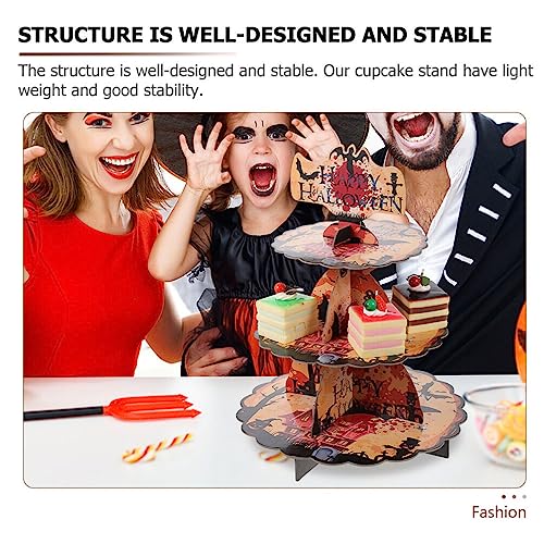 Luxshiny Halloween Decor Desktop Stand Fruitcake Desktop Decor Cake Serving Stand Party Cupcake Holder Halloween Party Decor Versatile Storage Bracket Pastry Stand Multi-Layer Paper