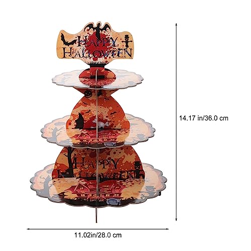 Luxshiny Halloween Decor Desktop Stand Fruitcake Desktop Decor Cake Serving Stand Party Cupcake Holder Halloween Party Decor Versatile Storage Bracket Pastry Stand Multi-Layer Paper