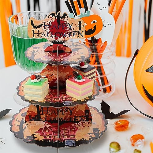 Luxshiny Halloween Decor Desktop Stand Fruitcake Desktop Decor Cake Serving Stand Party Cupcake Holder Halloween Party Decor Versatile Storage Bracket Pastry Stand Multi-Layer Paper