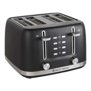 west bend toaster 4 slice extra-wide and deep slots with 3 functions and 7 shade settings manual lift lever and auto-shut off, 1500-watts, black