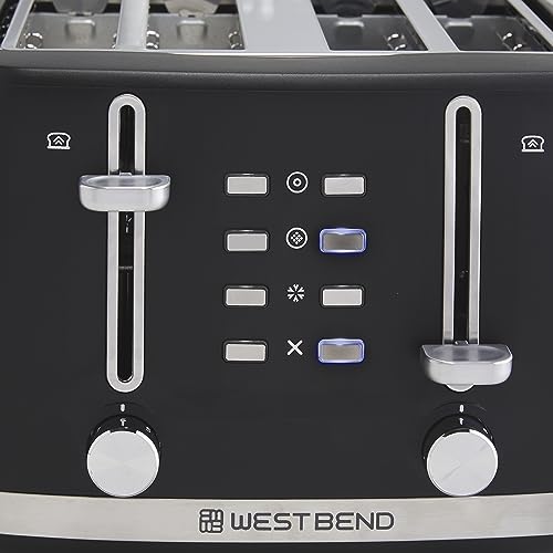 West Bend Toaster 4 Slice Extra-Wide and Deep Slots with 3 Functions and 7 Shade Settings Manual Lift Lever and Auto-Shut Off, 1500-Watts, Black