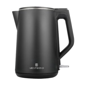 west bend electric kettle cordless serving features stainless steel interior boil dry protection and auto shut off, 1.5-liter, black