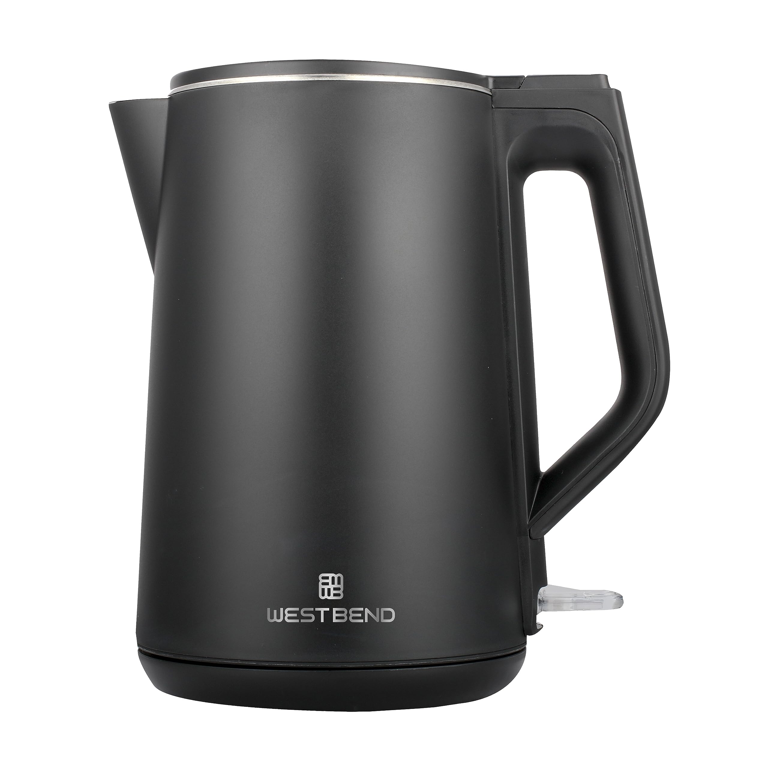 West Bend Electric Kettle Cordless Serving Features Stainless Steel Interior Boil Dry Protection and Auto Shut Off, 1.5-Liter, Black